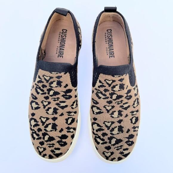 Cushionaire Rory Women's Knit Leopard Print Stretch Slip-On Sneaker Size 8 - Picture 5 of 7